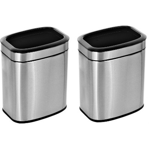 Alpine  ALP470-20L-2PK 5.3 Gal. Stainless Steel Rectangular Liner Open Top Trash Can 2 Pack