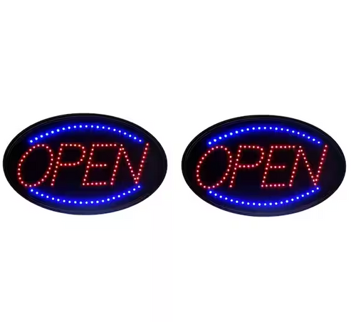Alpine ALP497-02-2PK 23 in. x 14 in. LED Oval Open Sign 2 Pack Alpine ALP497-02-2PK 23 in. x 14 in. LED Oval Open Sign 2 Pack