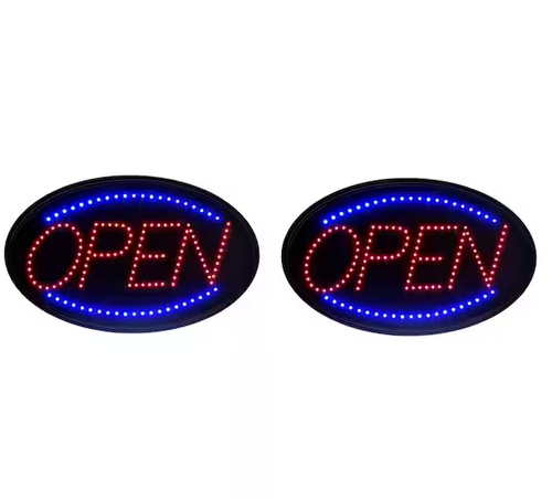 Alpine  ALP497-02-2PK 23 in. x 14 in. LED Oval Open Sign 2 Pack