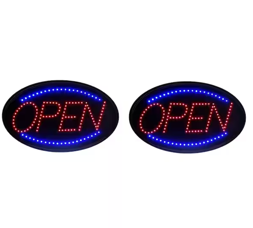 Alpine 23 in. x 14 in. LED Oval Open Sign 2 Pack - ALP497-02-2PK