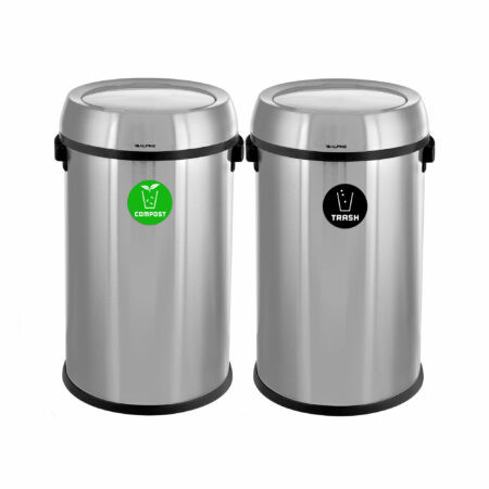 Alpine 17 Gallon Stainless Steel Indoor Compost and Trash Station with Swivel Lid - ALP470-65L-1-CO-T