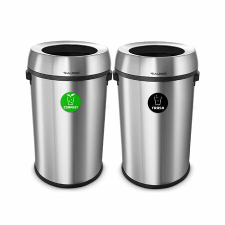 Alpine 17 Gallon Stainless Steel Open Top Compost and Trash Station - ALP470-65L-CO-T