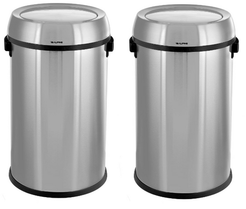 Alpine  ALP470-65L-1-2PK 17 Gal. Stainless Steel Commercial Trash Can with Swing Lid 2 Pack