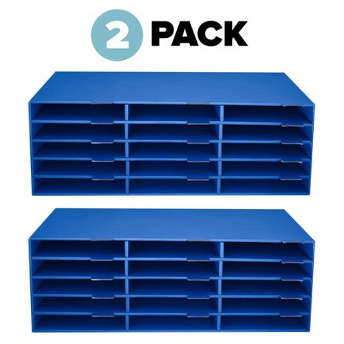 Alpine  ADI501-15-BLU-2pk 15-Compartment Cardboard Literature File Organizer, Blue (2 pack)