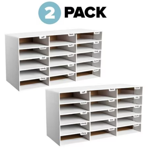 Alpine ADI501-30-WHI-2PK 30-Slot White Classroom File Organizer 2 Pack