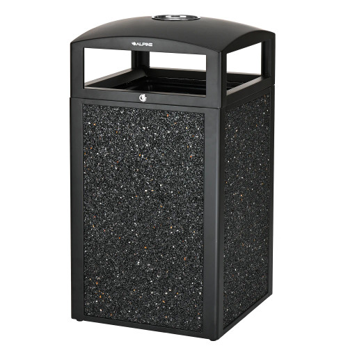 Alpine Rugged 40-Gallon All-Weather Trash Containers with Gray Stone Panels and Ash Tray - ALP472-40-GRYS