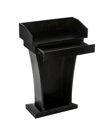 Alpine Wood Stand-Up Podium Lectern with Drawer, Black - ADI661-012-BLK