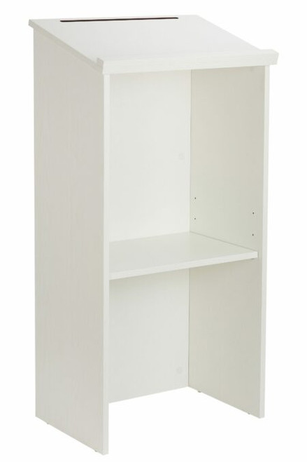 Alpine Wood Stand-up Podium Lectern, White with Black Cover - ADI661-01-WHI-PKG