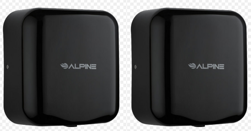 Alpine  ALP400-10-BLA-2PK Hemlock Commercial Black Automatic High-Speed Electric Hand Dryer 2 Pack