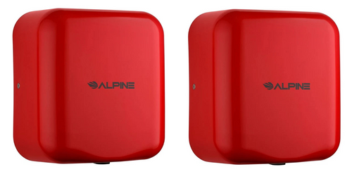 Alpine  ALP400-10-RED-2PK Hemlock Red Stainless Steel Commercial Automatic High Speed Electric Hand Dryer 2 Pack