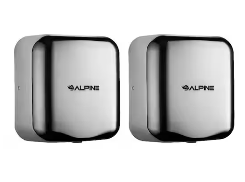 Alpine Hemlock Commercial Brushed Stainless Steel Automatic High Speed Electric Hand Dryer 2 Pack - ALP400-10-SSB-2PK
