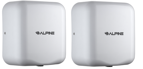 Alpine Hemlock White Stainless Steel Commercial Automatic High Speed Electric Hand Dryer 2 Pack - ALP400-10-WHI-2PK