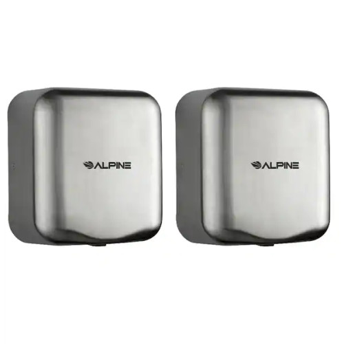 Alpine  ALP400-20-SSB-2PK Hemlock Brushed Stainless Steel 220-Volt Commercial Automatic High-Speed Electric Hand Dryer 2 Pack