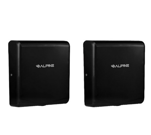 Alpine  ALP405-10-BLA-2PK Willow Commercial Black High Speed Automatic Electric Hand Dryer 2 Pack