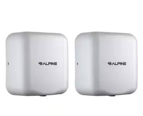 Alpine  ALP405-10-WHI-2PK Willow Commercial White High Speed Automatic Electric Hand Dryer 2 Pack