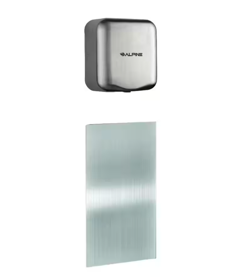 Alpine Hemlock Commercial Brushed Stainless Steel Automatic High Speed Electric Hand Dryer with Wall Guard - ALP400-10-SSB-PKG