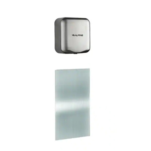 Alpine Hemlock Commercial Stainless Steel White Automatic 220-Volt High-Speed Electric Hand Dryer with Wall Guard - ALP400-20-WHI-PKG