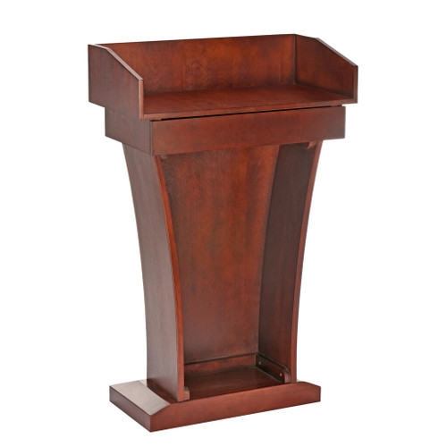 Alpine  ADI661-012-CH-PKG Cherry Wood Stand-Up Podium Lectern with Drawer and Storage Area with Black Cover