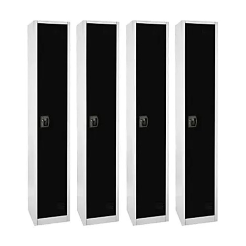 Alpine ADI629-201-BLK-4PK 72 in. x 12 in. x 12 in. 1-Compartment Steel Tier Key Lock Storage Locker in Black (4-Pack) Alpine ADI629-201-BLK-4PK 72 in. x 12 in. x 12 in. 1-Compartment Steel Tier Key Lock Storage Locker in Black (4-Pack)