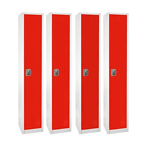 Alpine  ADI629-201-RED-4PK 72 in. x 12 in. x 12 in. 1-Compartment Steel Tier Key Lock Storage Locker in Red (4-Pack)