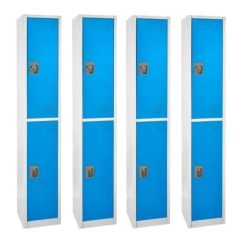 Alpine  ADI629-202-BLU-4PK 72 in. x 12 in. x 12 in. Double-Compartment Steel Tier Key Lock Storage Locker in Blue (4-Pack)