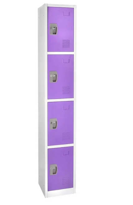 Alpine  ADI629-204-PUR-4PK 72 in. H x 12 in. W x 12 in. D 4-Compartment Steel Tier Key Lock Storage Locker in Purple (4-Pack)