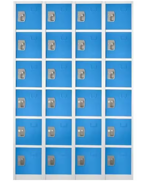 Alpine  ADI629-206-BLU-4PK 72 in. x 12 in. x 12 in. 6-Compartment Steel Tier Key Lock Storage Locker in Blue (4-Pack)