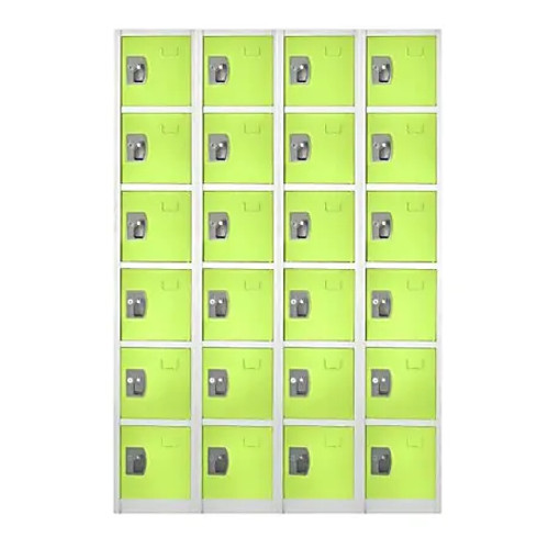 Alpine  ADI629-206-GRN-4PK 72 in. x 12 in. x 12 in. 6-Compartment Steel Tier Key Lock Storage Locker in Green (4-Pack)