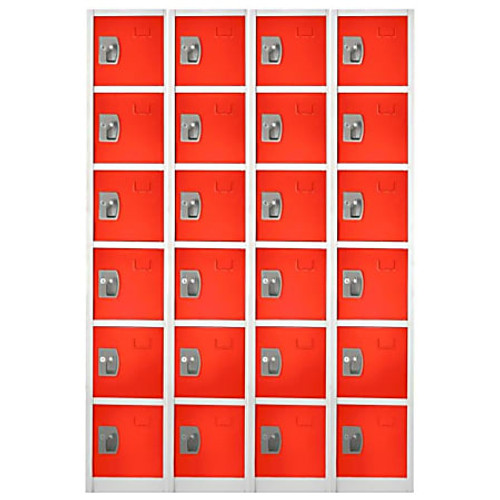 Alpine  ADI629-206-RED-4PK 72 in. H x 12 in. W x 12 in. D 6-Compartment Steel Tier Key Lock Storage Locker in Red (4-Pack)