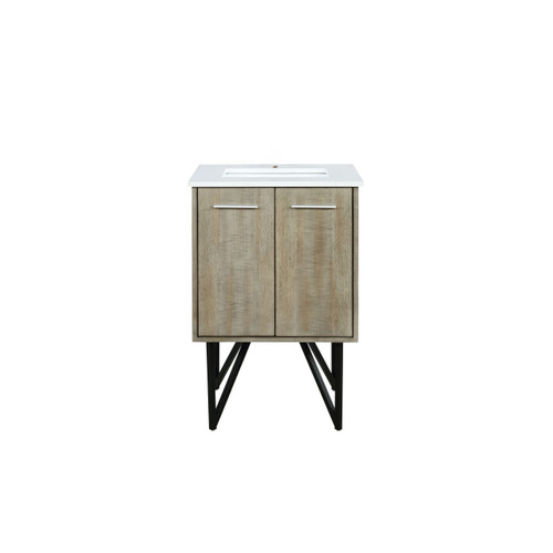 Lexora LVLY24SRA300 Lancy 24 inch W x 20 in D Rustic Acacia Bath Vanity Cabinet and Cultured Marble Top