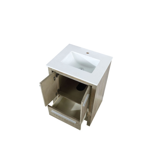 Lexora  LLF24SKSOS000 Lafarre 24 in W x 20 in D Rustic Acacia Bath Vanity and White Quartz Top