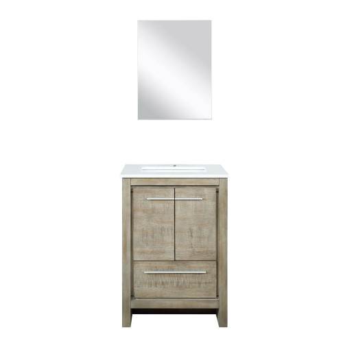 Lexora LVLF24SRA310 Lafarre 24 inch W x 20 in D Rustic Acacia Bath Vanity Cabinet, Cultured Marble Top and 18 in Mirror