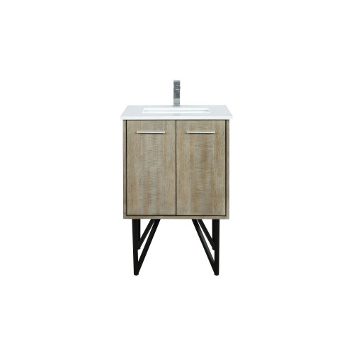 Lexora Lancy 24 inch W x 20 in D Rustic Acacia Bath Vanity Cabinet, Cultured Marble Top and Chrome Faucet Set