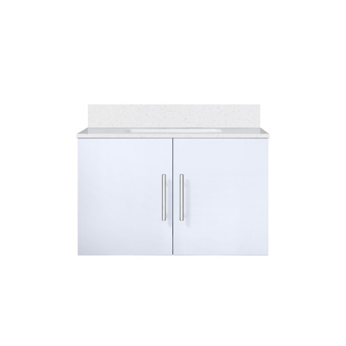 Lexora Geneva 30 in. W Glossy White Wall Mount Bath Vanity Cabinet and Cultured Marble Top