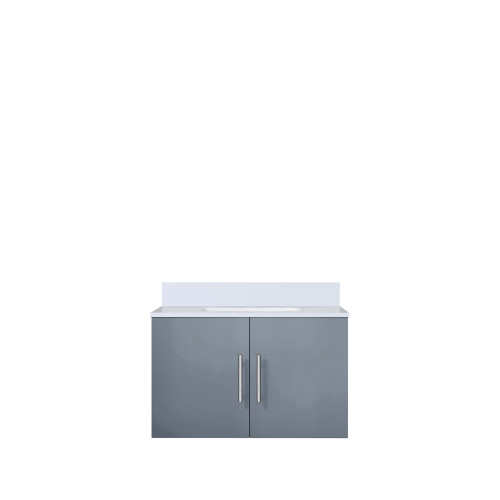 Lexora LVG30SB200 Geneva 30 in. W Dark Grey Wall Mount Bath Vanity Cabinet and White Quartz Top