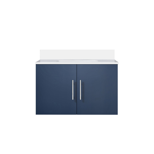Lexora LVG30SE300 Geneva 30 in. W Navy Blue Wall Mount Bath Vanity Cabinet and Cultured Marble Top