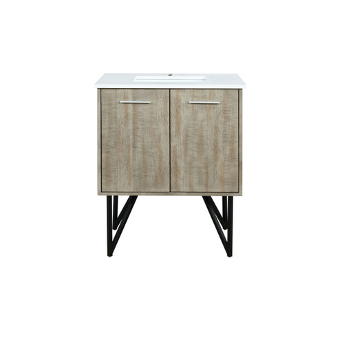 Lexora LVLY30SRA300 Lancy 30 inch W x 20 in D Rustic Acacia Bath Vanity Cabinet and Cultured Marble Top