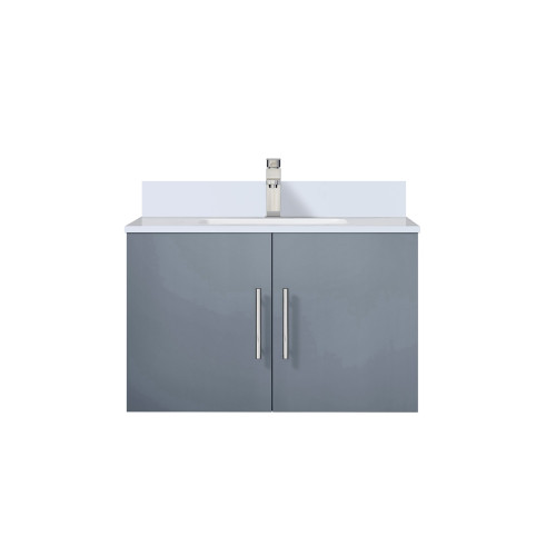 Lexora LVG30SB201 Geneva 30 in. W Dark Grey Wall Mount Bath Vanity Cabinet, White Quartz Top, and Faucet Set