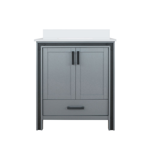 Lexora LVZV30SB200 Ziva 30 inch W Dark Grey Bath Vanity Cabinet and White Quartz Top