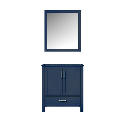 Lexora Jacques 30 in. W Navy Blue Bath Vanity Cabinet and 28 in. Mirror