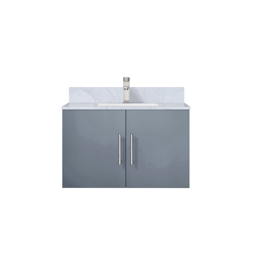 Lexora LVG30SB101 Geneva 30 in. W Dark Grey Wall Mount Bath Vanity Cabinet, Carrara Marble Top, and Faucet Set