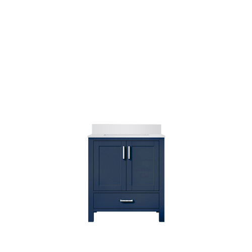 Lexora Jacques 30 in. W Navy Blue Bath Vanity Cabinet and Cultured Marble Top