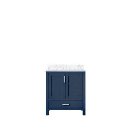 Lexora LJ342230SEDS000 Jacques 30 in. W Navy Blue Bath Vanity Cabinet and Carrara Marble Top