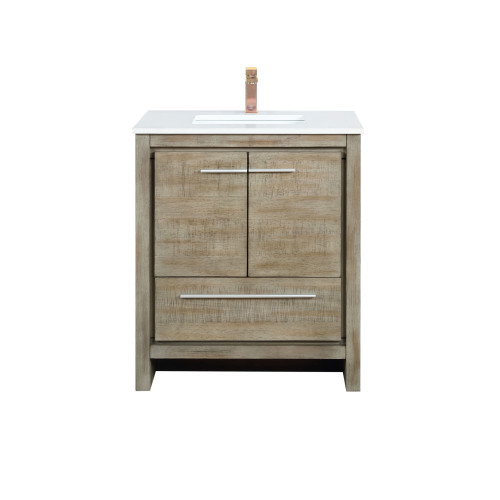 Lexora Lafarre 30 inch W x 20 in D Rustic Acacia Bath Vanity Cabinet, Cultured Marble Top and Rose Gold Faucet Set