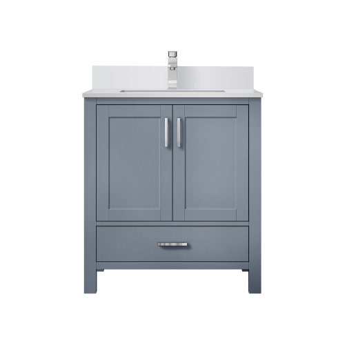 Lexora LVJ30SB201 Jacques 30 in. W Dark Grey Bath Vanity Cabinet, White Quartz Top, and Faucet Set