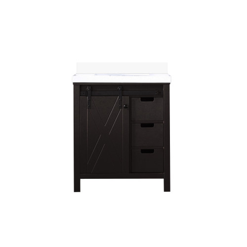 Lexora Marsyas 30 inch W Brown Bath Vanity Cabinet, Cultured Marble Countertop and Faucet Set