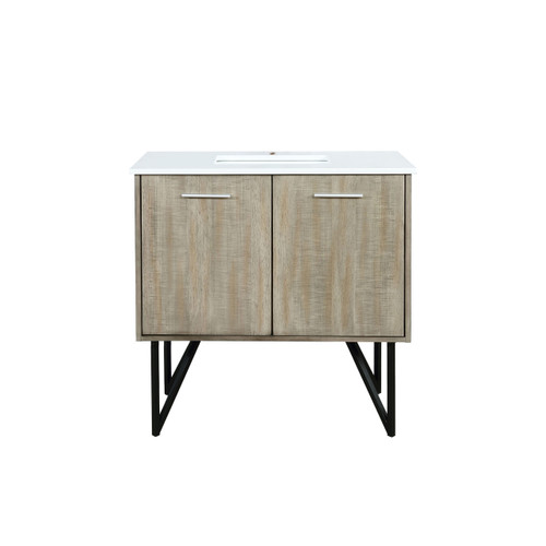 Lexora LLC36SKSOS000 Lancy 36 inch W x 20 in D Rustic Acacia Bath Vanity Cabinet and White Quartz Top