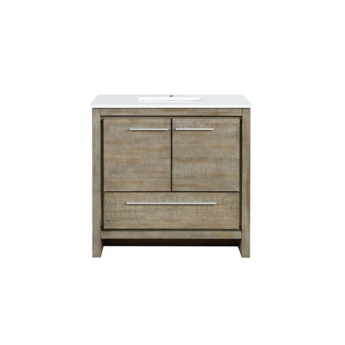 Lexora LLF36SKSOS000 Lafarre 36 inch W x 20 in D Rustic Acacia Bath Vanity Cabinet and White Quartz Top