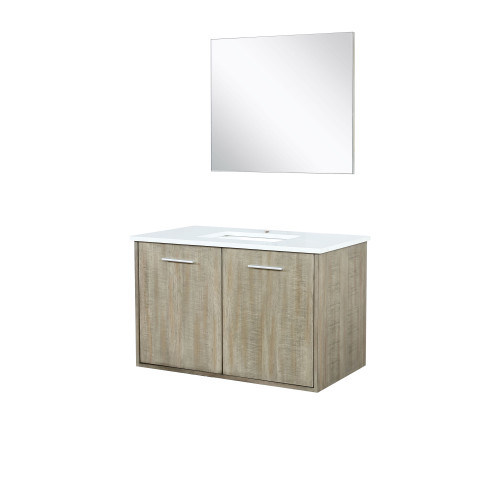 Lexora  LVFB36SK310 Fairbanks 36 in W x 20 in D Rustic Acacia Bath Vanity, Cultured Marble Top and 28 in Mirror