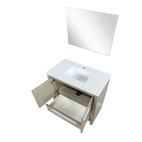 Lexora  LVLF36SRA310 Lafarre 36 in W x 20 in D Rustic Acacia Bath Vanity, Cultured Marble Top and 28 in Mirror